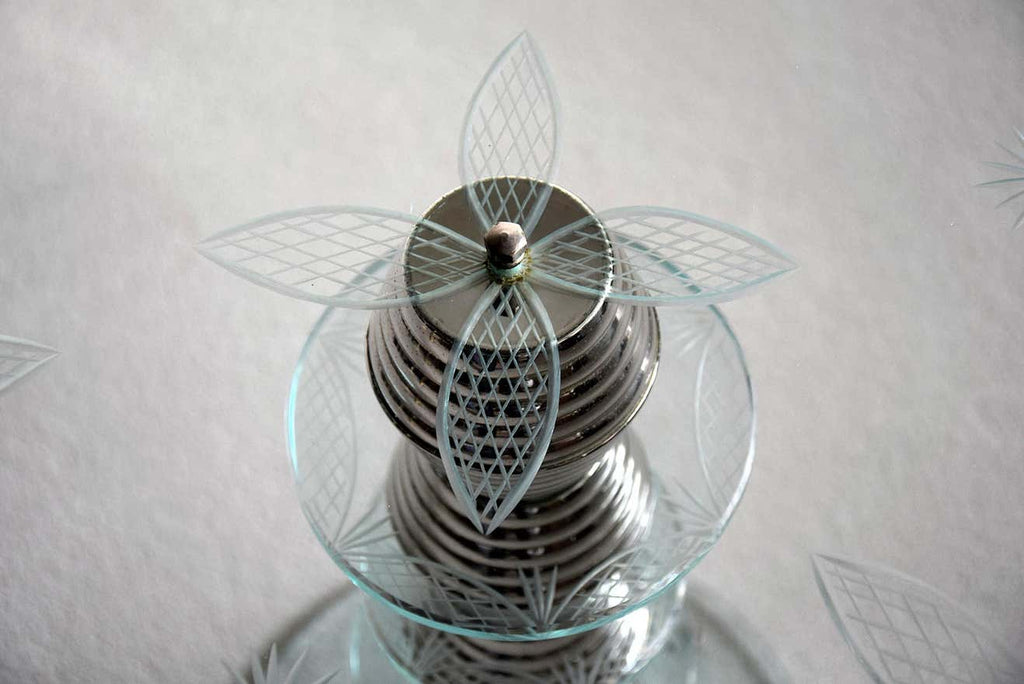 Italian Round Mid-Century Glass and Chrome Plated Brass Side Table - Furniture
