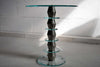 Italian Round Mid-Century Glass and Chrome Plated Brass Side Table - Furniture