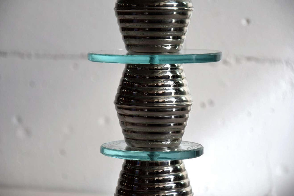 Italian Round Mid-Century Glass and Chrome Plated Brass Side Table - Furniture
