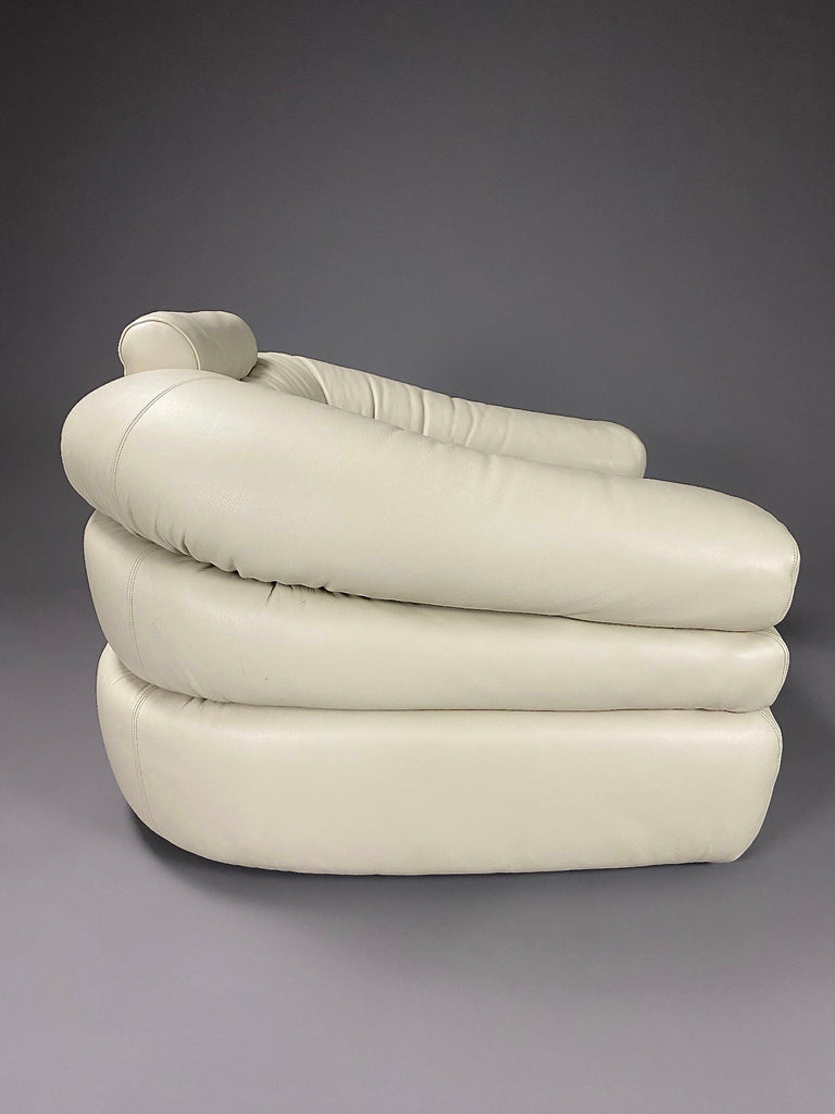 Ivory Leather Mid-Century Modern Straccio Lounge Chair by Zanotta Italy - Furniture