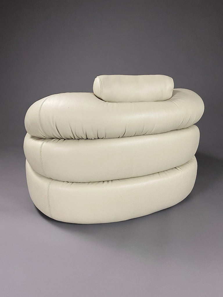 Ivory Leather Mid-Century Modern Straccio Lounge Chair by Zanotta Italy - Furniture