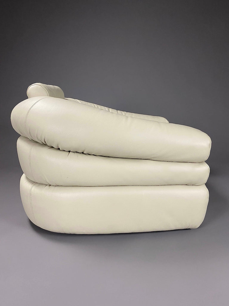 Ivory Leather Straccio Lounge Chair by Zanotta Italy - Furniture