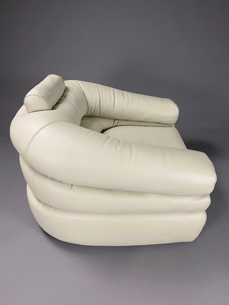 Ivory Leather Straccio Lounge Chair by Zanotta Italy - Furniture