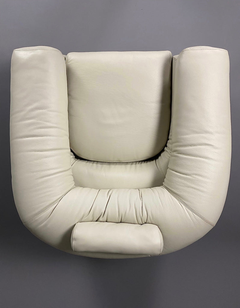 Ivory Leather Straccio Lounge Chair by Zanotta Italy - Furniture
