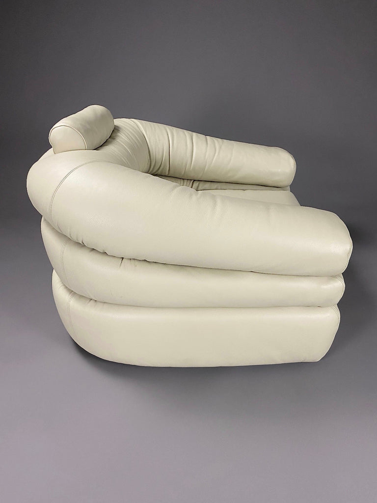Ivory Leather Straccio Lounge Chair by Zanotta Italy - Furniture