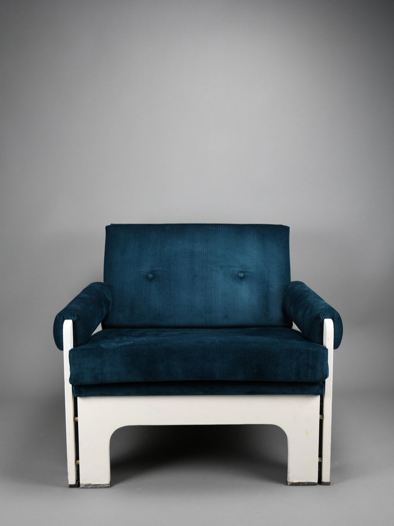 Jan Pieter Berghoef blue & white Lounge Chair for Spectrum Netherlands 1960s - Furniture