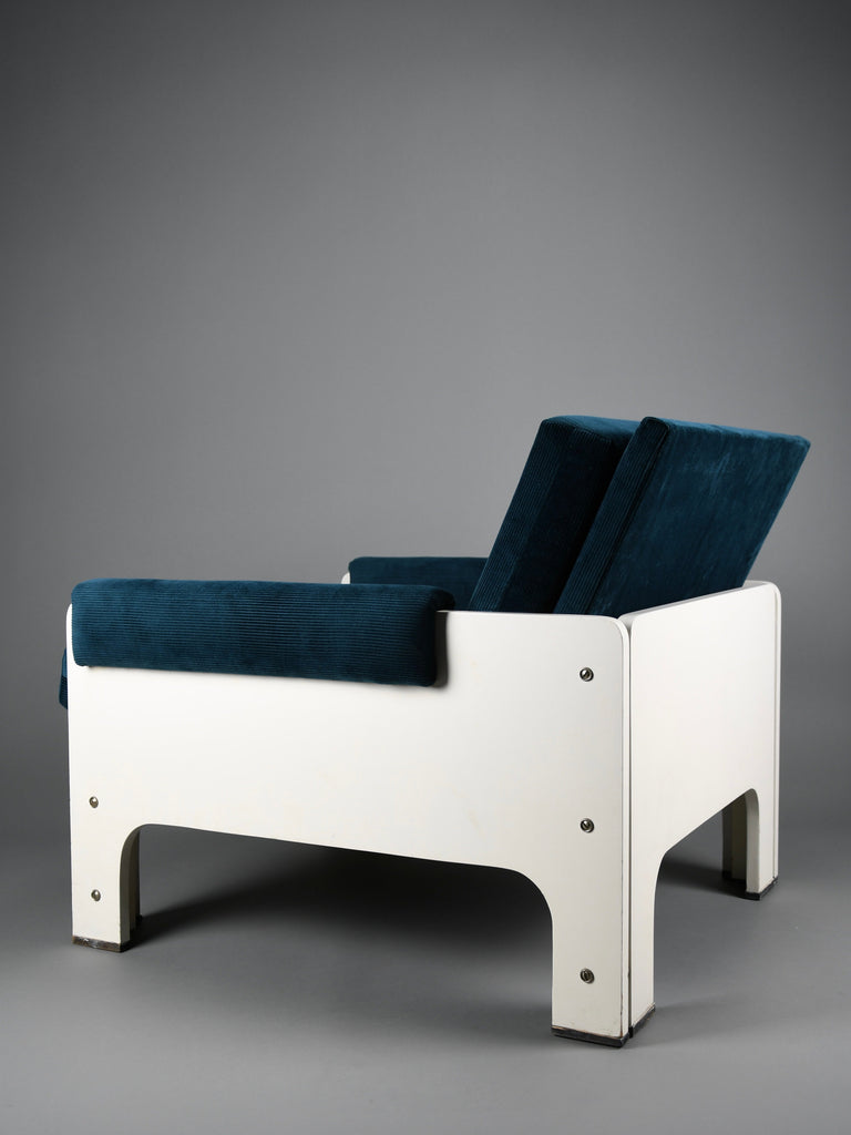 Jan Pieter Berghoef blue & white Lounge Chair for Spectrum Netherlands 1960s - Furniture