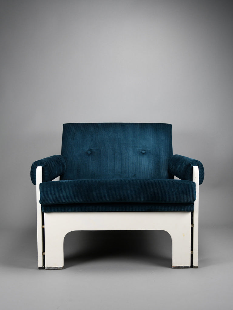 Jan Pieter Berghoef blue & white Lounge Chair for Spectrum Netherlands 1960s - Furniture