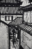 Japanese Sosaku Hanga B/W Yasaka Pagoda woodblock print by Harunori Kobayashi - Art