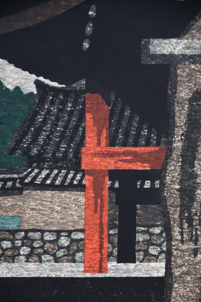 Kiyoshi Saito “Horyuji Temple (Late Autumn)” Japanese Sosaku-Hanga Woodblock Print Mid-20th Century - Art
