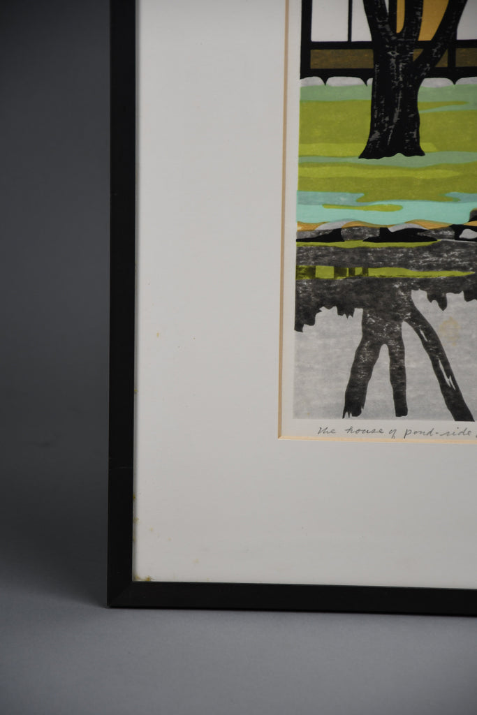 Kyoshi Nagai ’The House on Pond-Side’ 1972 | signed limited edition Japanese woodblock print No. 34/157 - Art