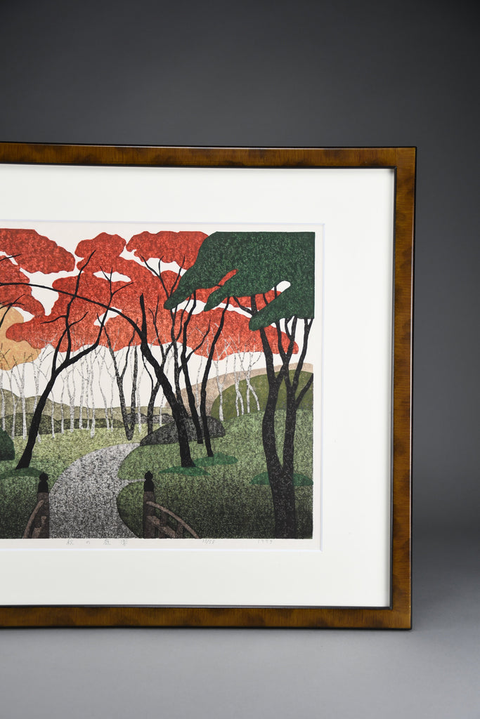 Limited Edition Japanese Woodblock print ’Autumn Garden’ by Kazuyuki Ohtsu 1999 - Art