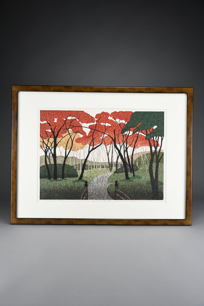 Limited Edition Japanese Woodblock print ’Autumn Garden’ by Kazuyuki Ohtsu 1999 - Art