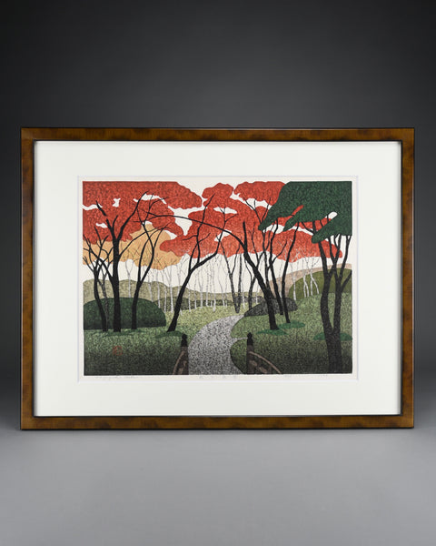 Limited Edition Japanese Woodblock print ’Autumn Garden’ by Kazuyuki Ohtsu 1999 - Art