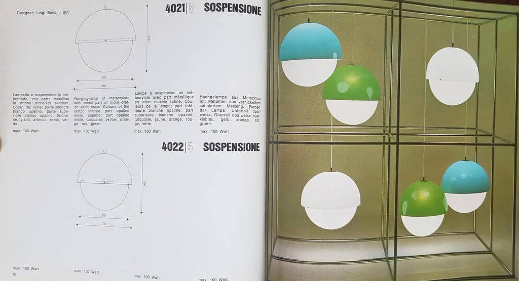 Luigi Bandini Buti model 4021 blue metacrilato pendant lamp for Kartell Italy 1960s - Lighting