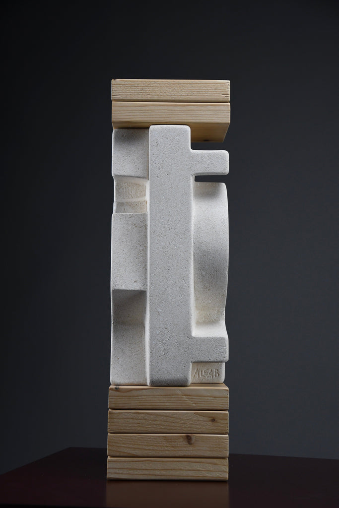 ’Makina’ abstract stone sculpture by Alberto Cabiddu 2001 - Art