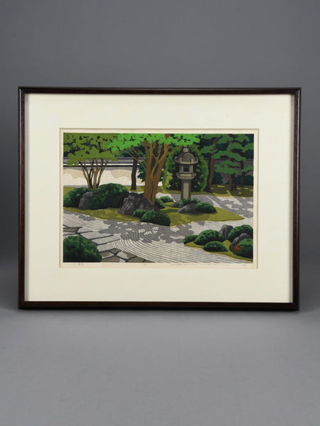 Masao Ido (1945–2016), Myōman-ji temple garden 1990, rare Artist’s Proof (AP) signed limited edition woodblock print