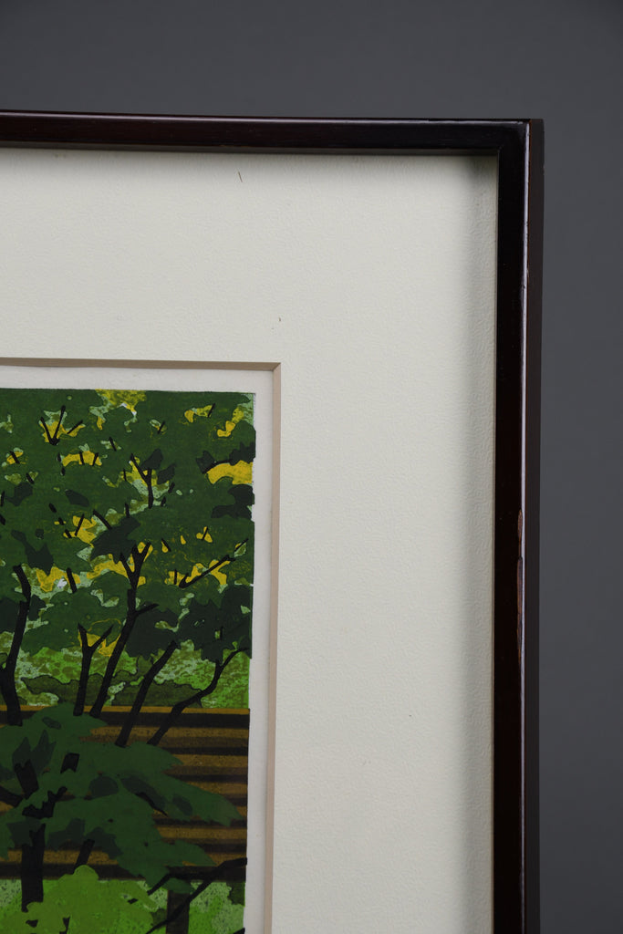 Masao Ido, “Green Shade” (緑蔭) 1991 Artist’s Proof traditional Japanese woodblock print - Art