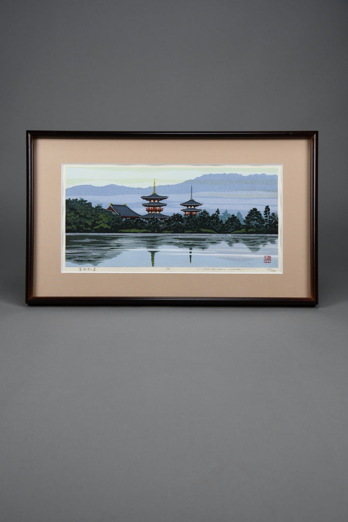 Masao Ido “Summer at Yakushiji Temple”, Original Japanese woodblock print signed & numbered - Art