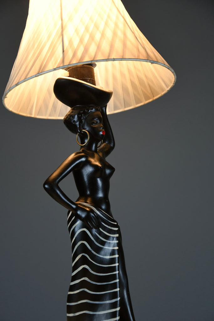 Mid-Century “Black Lady” Table Lamp by Barsony Australia 1950s - Lighting