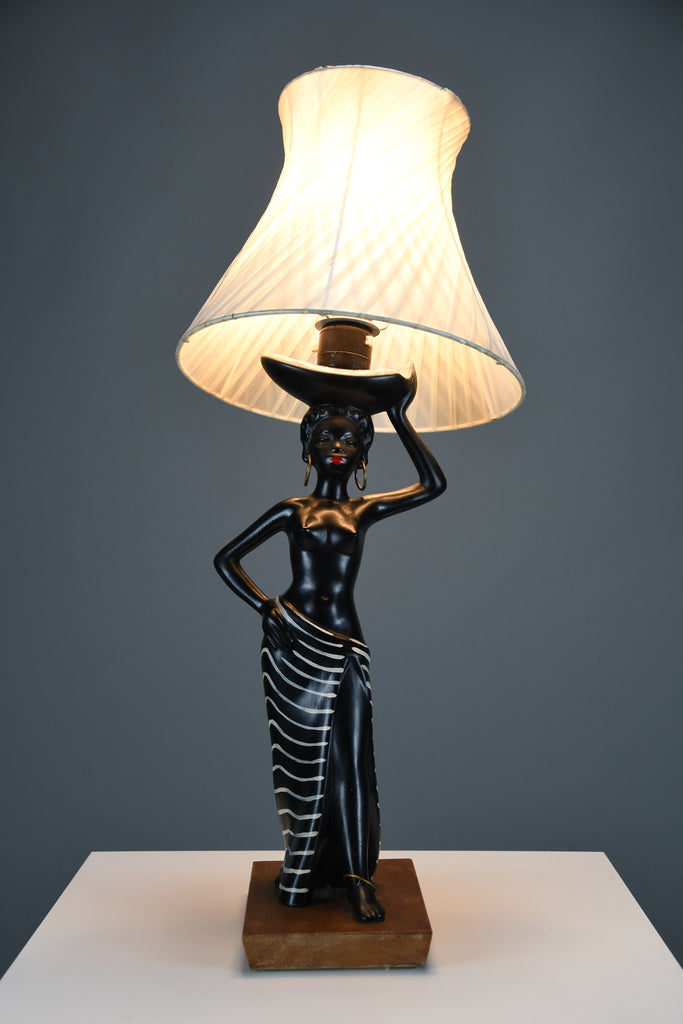 Mid-Century “Black Lady” Table Lamp by Barsony Australia 1950s - Lighting