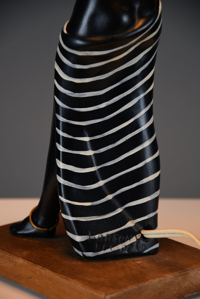 Mid-Century “Black Lady” Table Lamp by Barsony Australia 1950s - Lighting
