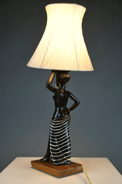 Mid-Century “Black Lady” Table Lamp by Barsony Australia 1950s - Lighting