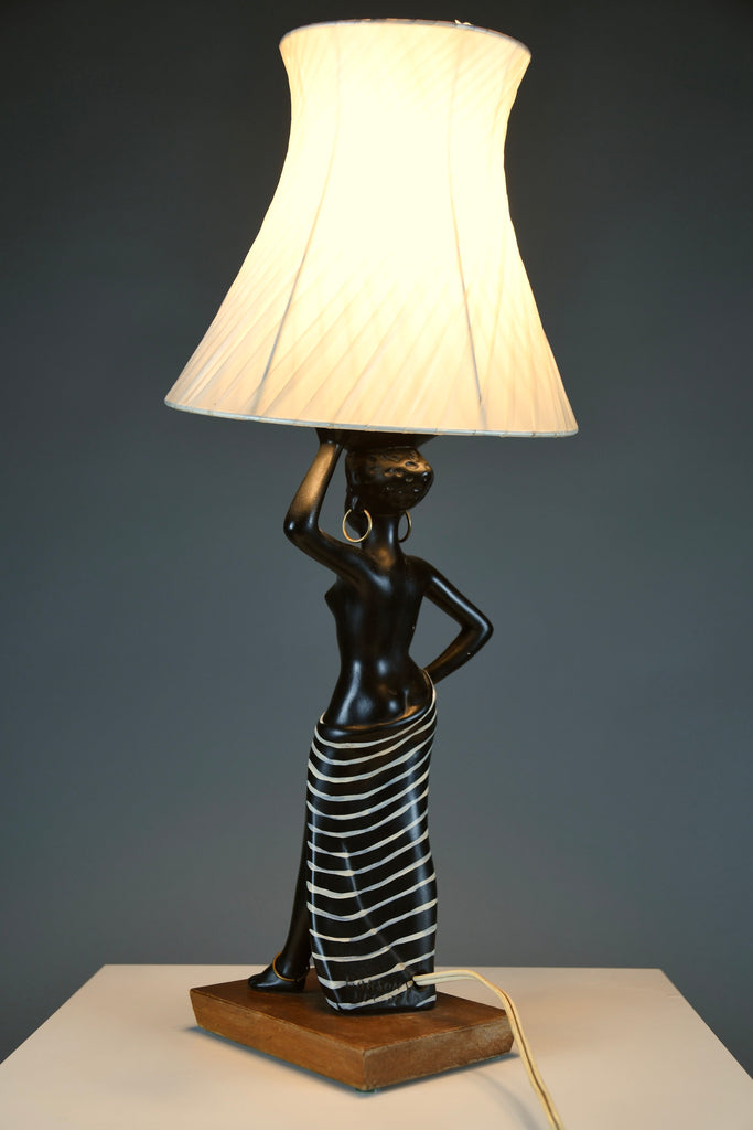 Mid-Century “Black Lady” Table Lamp by Barsony Australia 1950s - Lighting