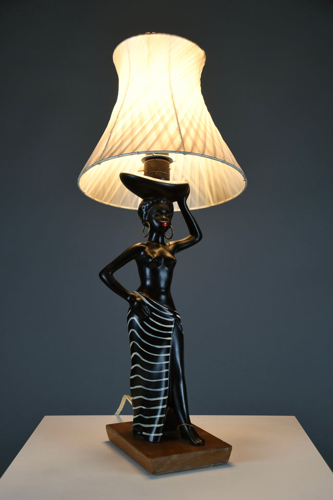 Mid-Century “Black Lady” Table Lamp by Barsony Australia 1950s - Lighting