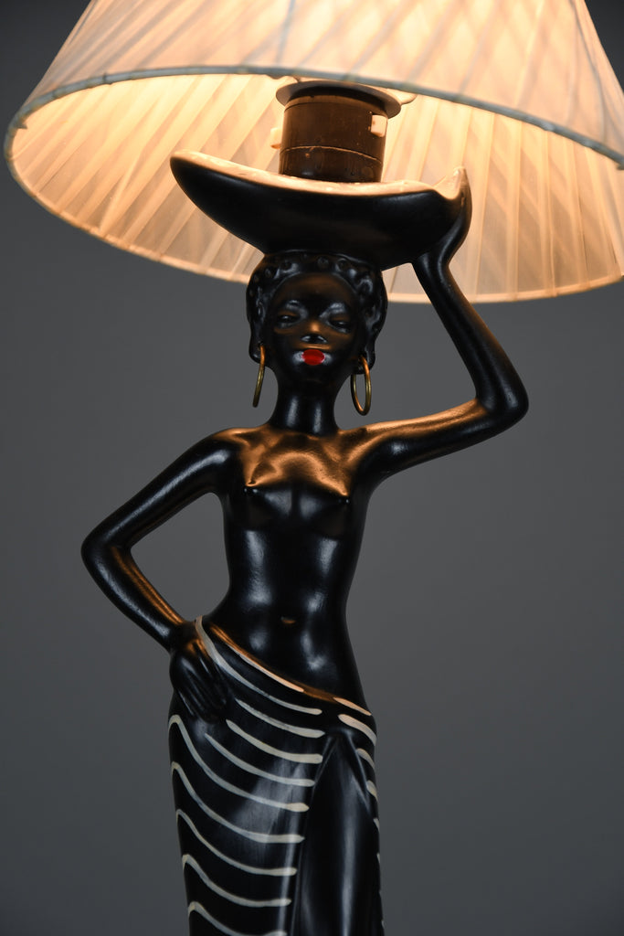 Mid-Century “Black Lady” Table Lamp by Barsony Australia 1950s - Lighting