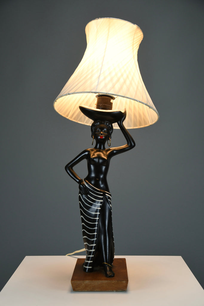 Mid-Century “Black Lady” Table Lamp by Barsony Australia 1950s - Lighting