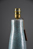 Mid century blue green turquoise ceramic table lamp with a blue grey silk shade - Lighting