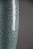 Mid century blue green turquoise ceramic table lamp with a blue grey silk shade - Lighting