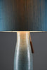 Mid century blue green turquoise ceramic table lamp with a blue grey silk shade - Lighting
