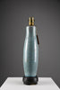 Mid century blue green turquoise ceramic table lamp with a blue grey silk shade - Lighting
