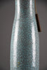 Mid century blue green turquoise ceramic table lamp with a blue grey silk shade - Lighting