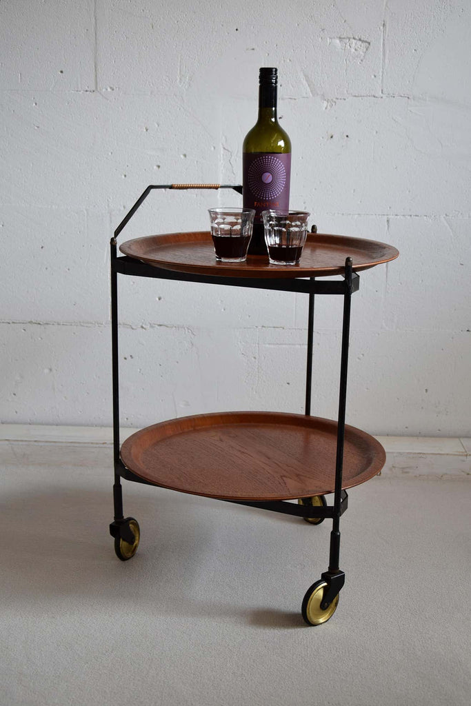 Mid Century Foldable Teak Bar Trolley - Furniture