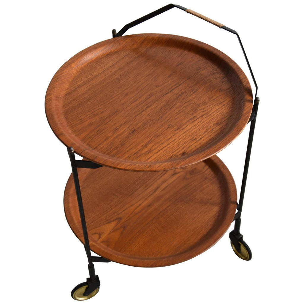 Mid Century Foldable Teak Bar Trolley - Furniture