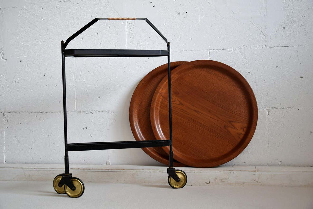 Mid Century Foldable Teak Bar Trolley - Furniture