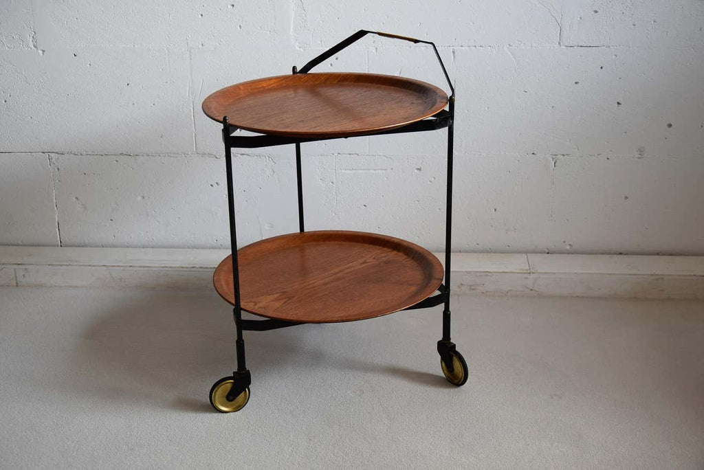Mid Century Foldable Teak Bar Trolley - Furniture