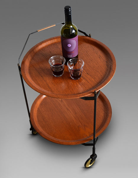 Mid Century Foldable Teak Bar Trolley - Furniture