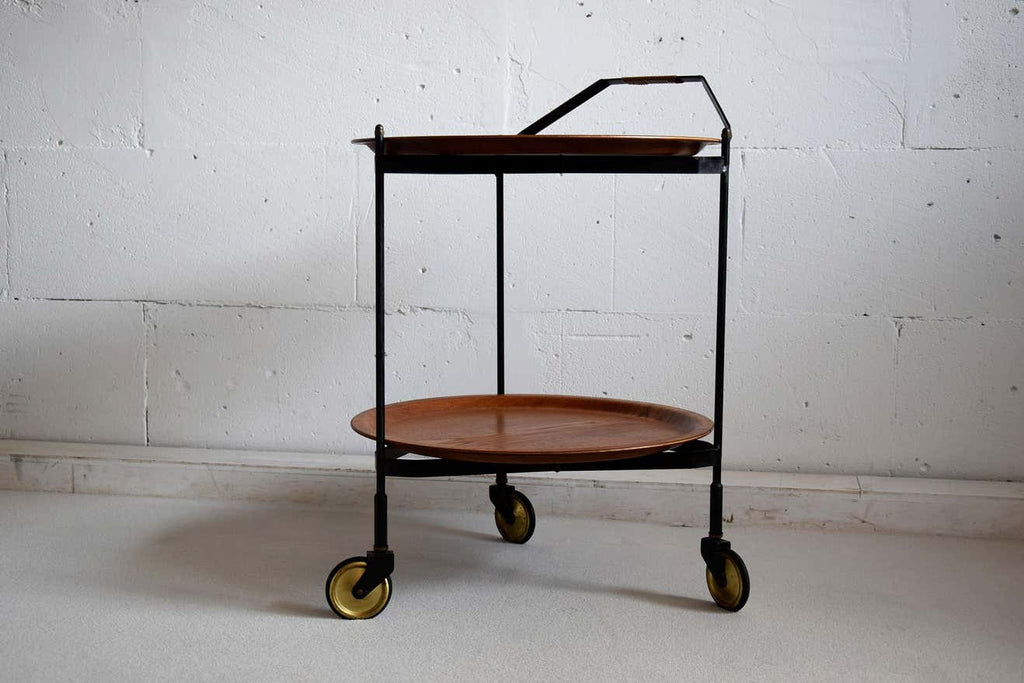 Mid Century Foldable Teak Bar Trolley - Furniture