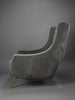 Mid-Century Grey Velvet Lounge Chair by ISA Bergamo Italy 1950s - Furniture