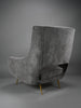 Mid-Century Grey Velvet Lounge Chair by ISA Bergamo Italy 1950s - Furniture