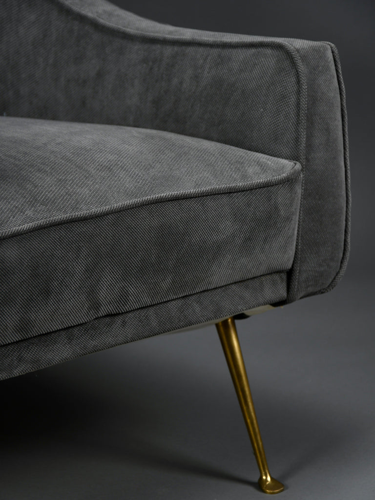 Mid-Century Grey Velvet Lounge Chair by ISA Bergamo Italy 1950s - Furniture
