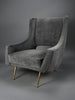 Mid-Century Grey Velvet Lounge Chair by ISA Bergamo Italy 1950s - Furniture