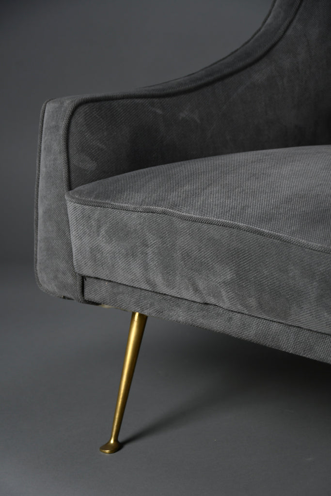 Mid-Century Grey Velvet Lounge Chair by ISA Bergamo Italy 1950s - Furniture