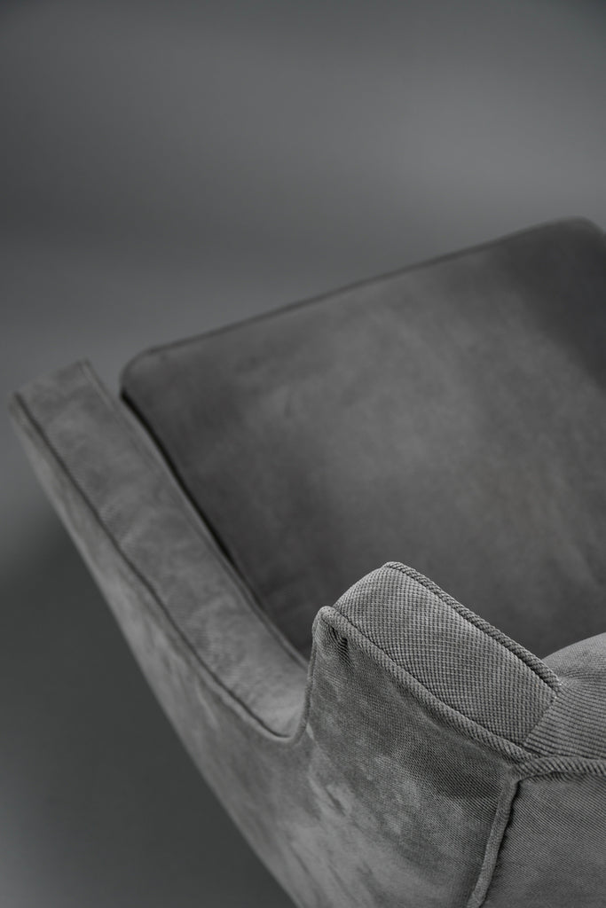 Mid-Century Grey Velvet Lounge Chair by ISA Bergamo Italy 1950s - Furniture
