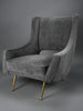 Mid-Century Grey Velvet Lounge Chair by ISA Bergamo Italy 1950s - Furniture