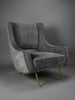 Mid-Century Grey Velvet Lounge Chair by ISA Bergamo Italy 1950s - Furniture